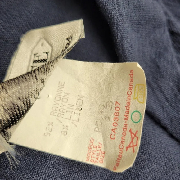 Vintage Michael Phillips  Blue and Gold Linen Blend Dress - Picture 3 of 10